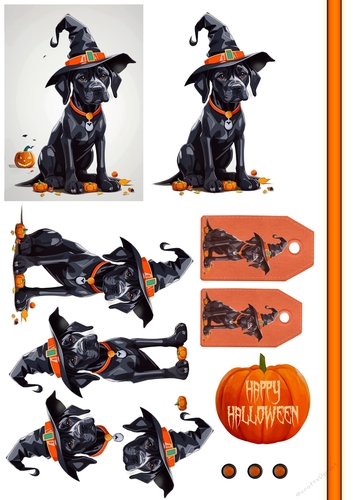 Halloween Great Dane Pup Card Sheet