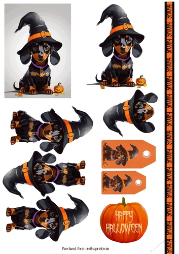Halloween Dachshund Pup Card Sheet
