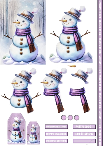 Christmas Snowman Card Sheet