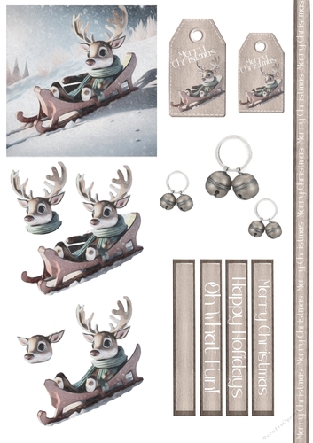 Sledging Rudolph The Reindeer Card Sheet