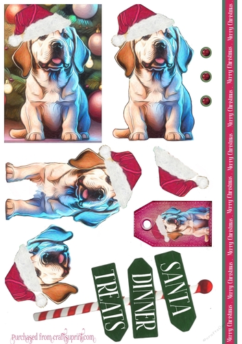 Christmas Labrador Puppy Card Sheet