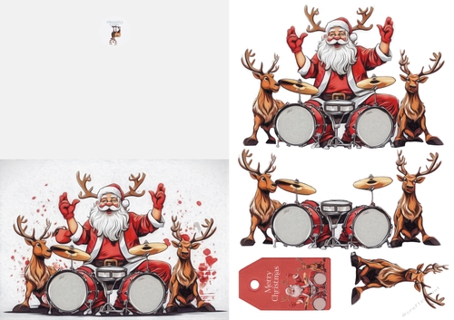 Rock N Roll Drummer Santa