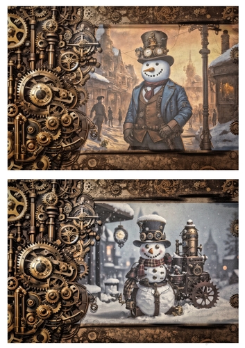 Steampunk Christmas Snowman Toppers