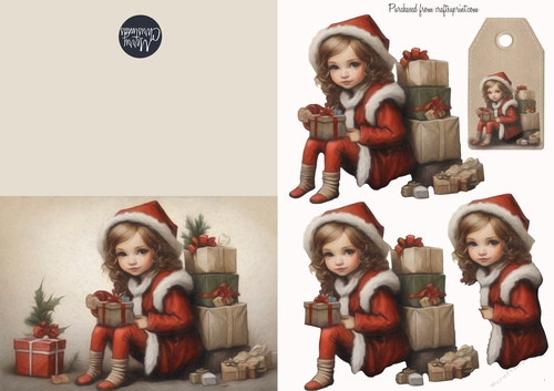 Young Girl At Christmas Quick Card