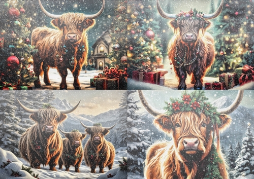 Highland Cow Christmas Topper