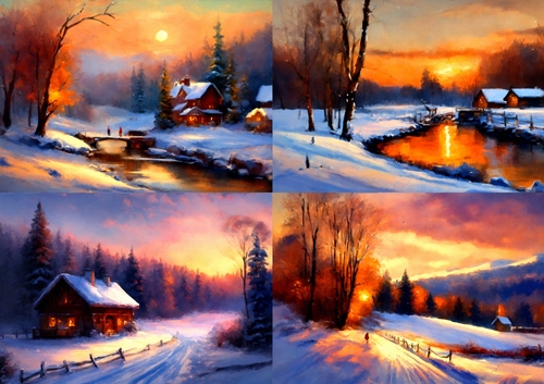 Oil Painting Christmas Landscape Topper
