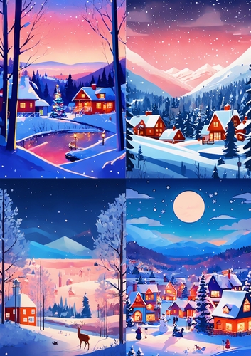 Colourful Christmas Scene Toppers