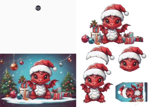 Little Welsh Christmas Dragon Quick Card