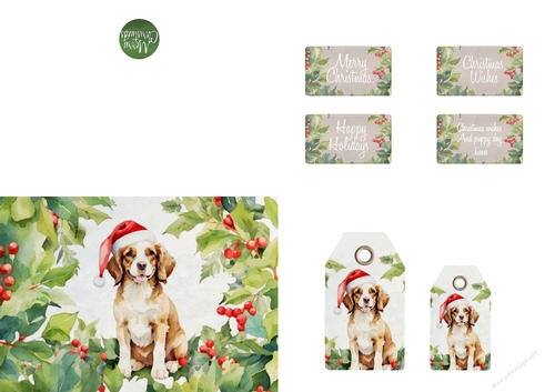 Watercolour Spaniel Christmas Card