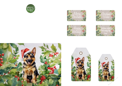 Watercolour German Shepherd Christmas Card