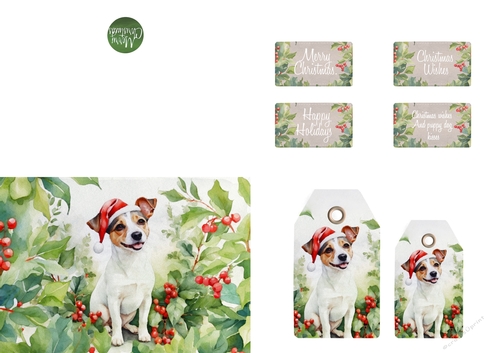 Watercolour Jack Russell Christmas Card