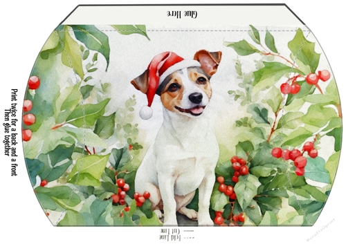 Watercolour Jack Russell Christmas Pillow Box Gift Box