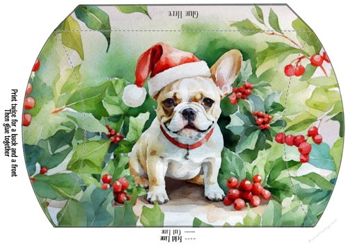 Watercolour French Bulldog  Christmas Pillow Box Gift Box