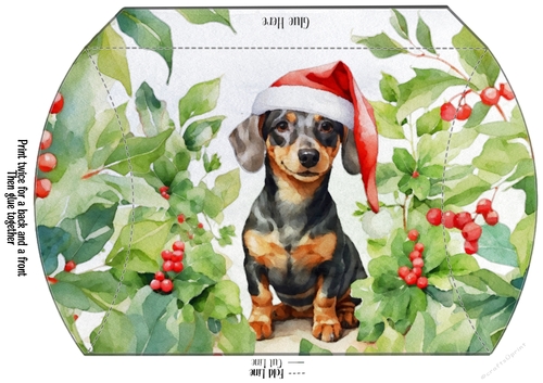 Watercolour Dachshund Christmas Pillow box Gift Box