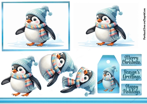 Wrapped Up In The Snow Penguin Card Sheet
