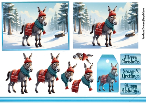 Wrapped Up In The Snow Donkey Card Sheet