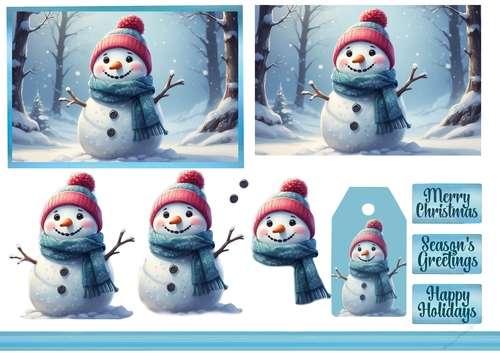 Wrapped Up In The Snow Snowman Card Sheet