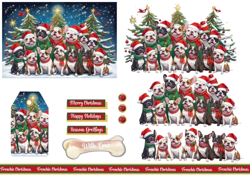 Frenchie Choir Christmas Card Sheet