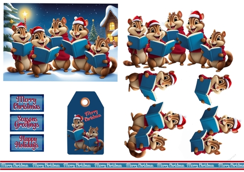 Chipmunk Christmas Choir Card Sheet