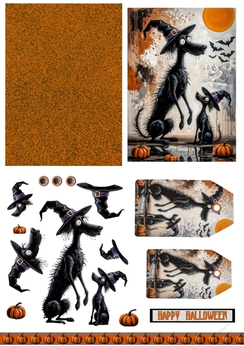 Scruffy Dog Halloween Card Sheet