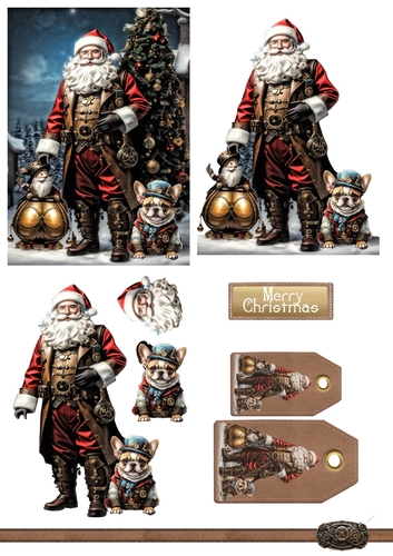 Steampunk Santa With His Furry Friend
