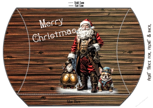 Steampunk Santa With Furry Friend Pillow Box/ Gift Box