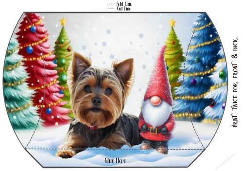 Yorkie n Gnome Christmas Pillow Gift Box