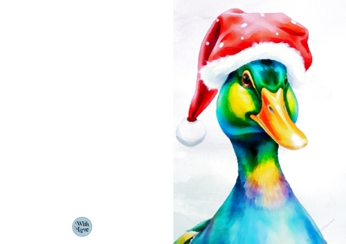 Watercolour Duck Christmas Card