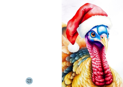 Turkey Watercolour Christmas Card