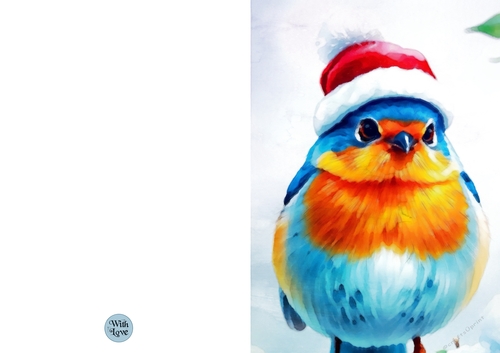 Robin Watercolour Christmas Card