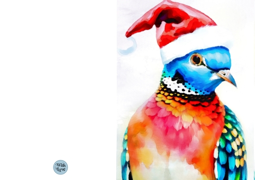 Turtle Dove Watercolour Christmas Card