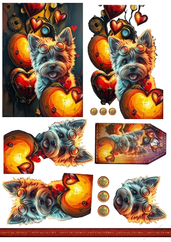 Yorkshire Terrier Steampunk Valentines Card
