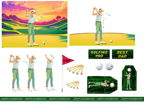 Golfing Fathers Day Card Sheet