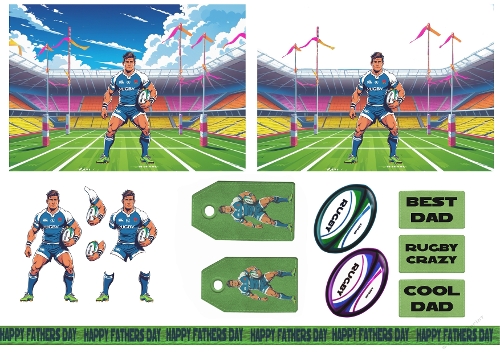 Fathers Day Rugby Card Sheet