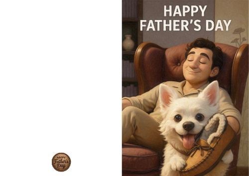 3d Dad With Dog Quick Print Fathers Day Card