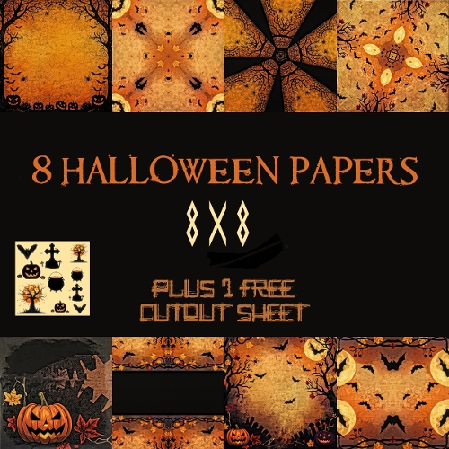 Halloween Scrapbook Pages with Free Cut Out Sheet