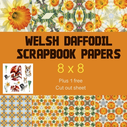 Welsh Daffodil Digital Scrapbook Paper & Cutout Set