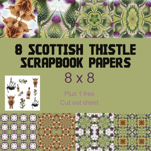 Scottish Thistle & Highland Cow Scrapbook Paper Set
