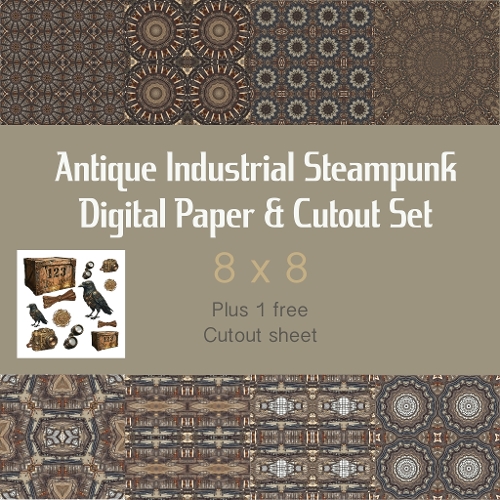 Antique Industrial Steampunk Paper & Cutout Set