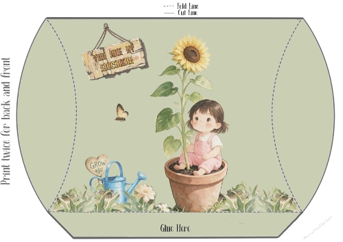 Cute Girl in Sunflower Pot Matching Pillowbox