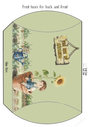 Cute Boy in Sunflower Pot Matching Pillowbox