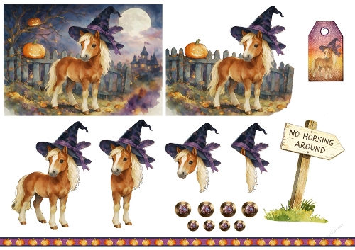 Halloween Pony — Witch Hat Topper & Decoupage Set, No Horsing Around