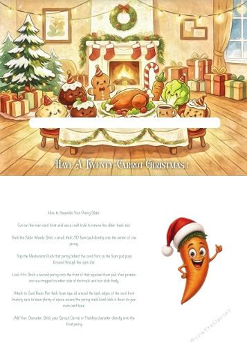 Cute Christmas Dinner Penny Slider Card Kit – Have A Twenty-Carrot Christmas!