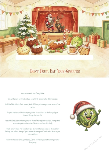 Cute Sprout Christmas Penny Slider Card Kit – Dont Pout, Eat Your Sprouts!