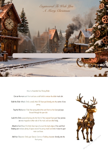 Steampunk Reindeer Christmas Penny Slider Card Kit – Engineered To Wish You A Merry Christmas