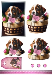 Puppy In Basket Mothers Day 