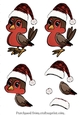 Cartoon Robin In Santa Hat Decoupage Sheet