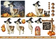 Halloween Llama Drama — Topper & Decoupage Set, Pumpkins & Witch Hat