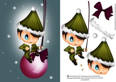 Christmas Elf on Bauble