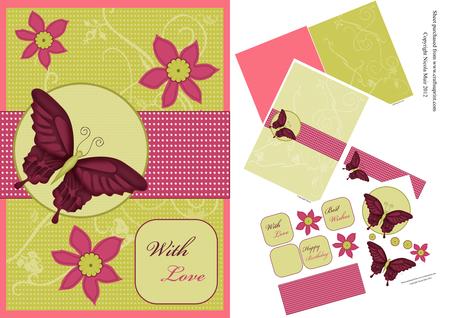 Bright Butterfly and Flowers Birthday